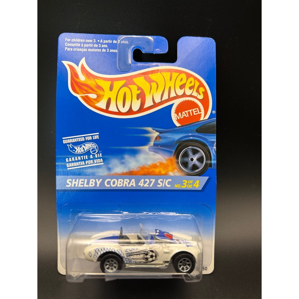 Hot Wheels 1996 Shelby Cobra 427 S/C White Soccer Graphics 15250 No. 3 of 4 NIP